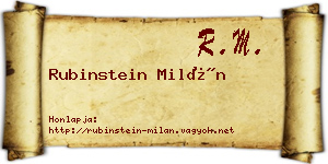 Rubinstein Milán névjegykártya