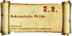 Rubinstein Milán névjegykártya
